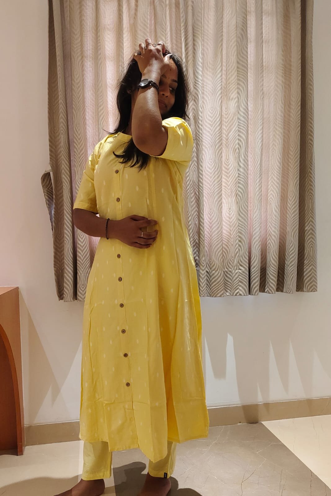 Yellow A-Line Rayon Kurti for Women | Soft Feel Fabric - Image 3