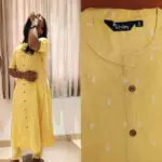 Yellow A-Line Rayon Kurti for Women