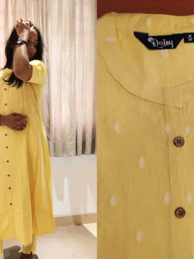 Yellow A-Line Rayon Kurti for Women