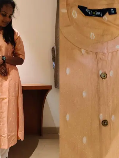 Peach A-Line Rayon Kurti for Women