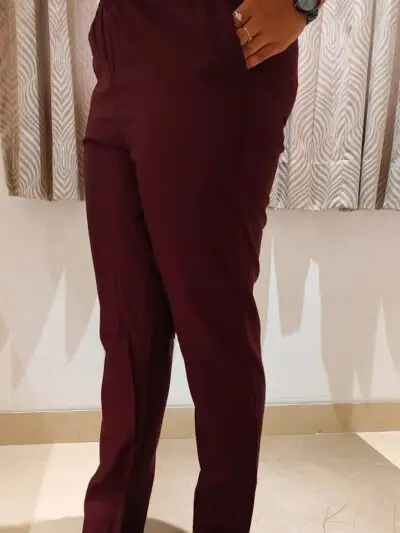 Women’s Maroon Straight Rayon Pants with Pockets | Kurti Bottoms