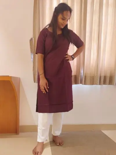 Burnt Maroon silky Rayon Kurti